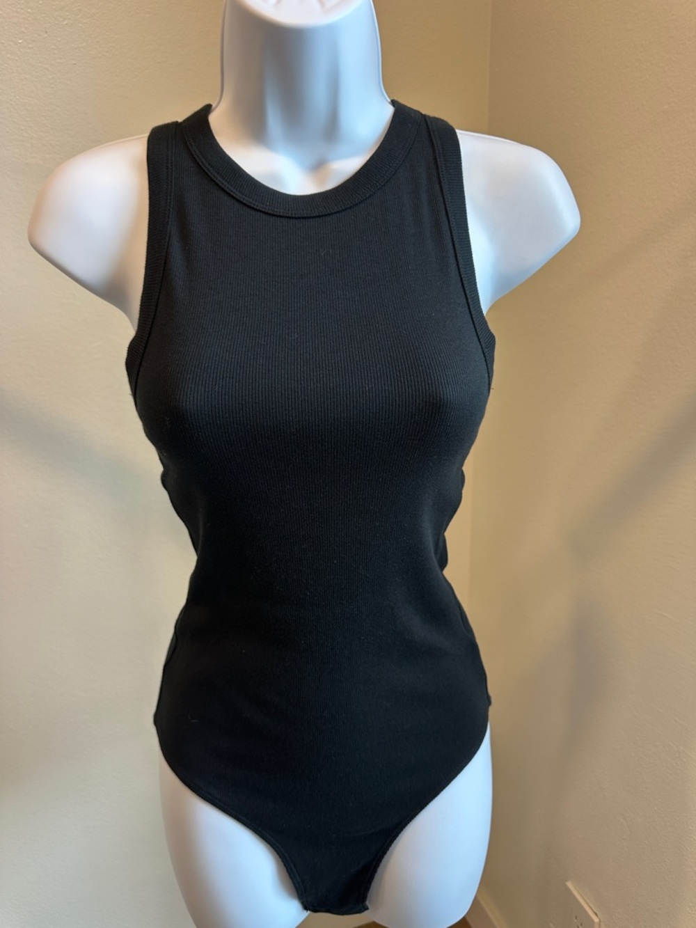 a new day Black Ribbed High-Neck Sleeveless Bodysuit